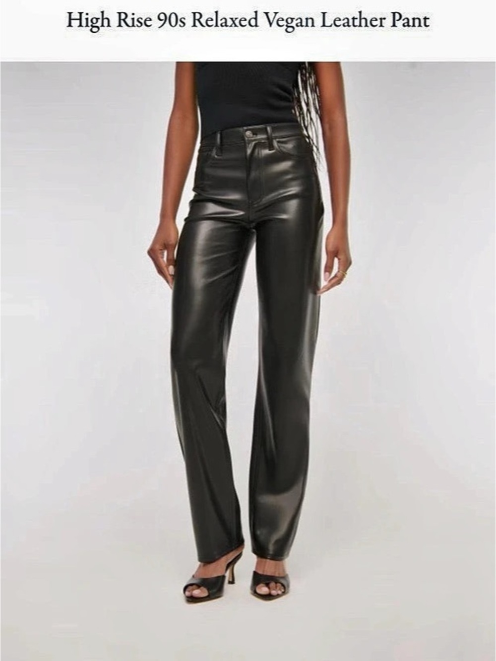 Abercrombie & Fitch High Rise 90s Relaxed Vegan Leather Pant Black Waist 28
